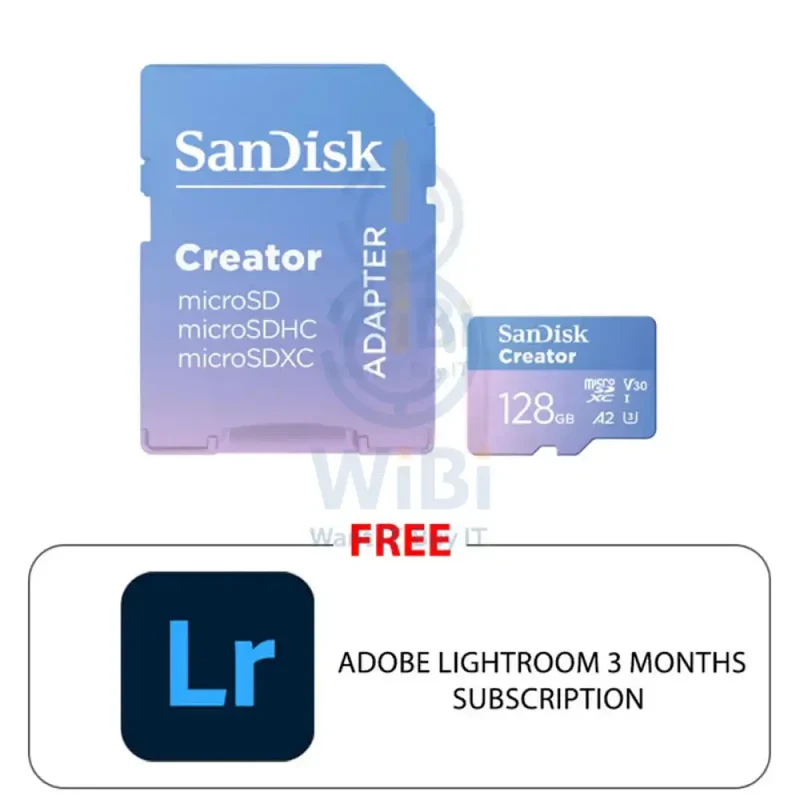 SanDisk Creator microSD Card with Adapter - 128GB / UHS-I / Up to 190MB/s / Adobe Lightroom 3-Months Subscription