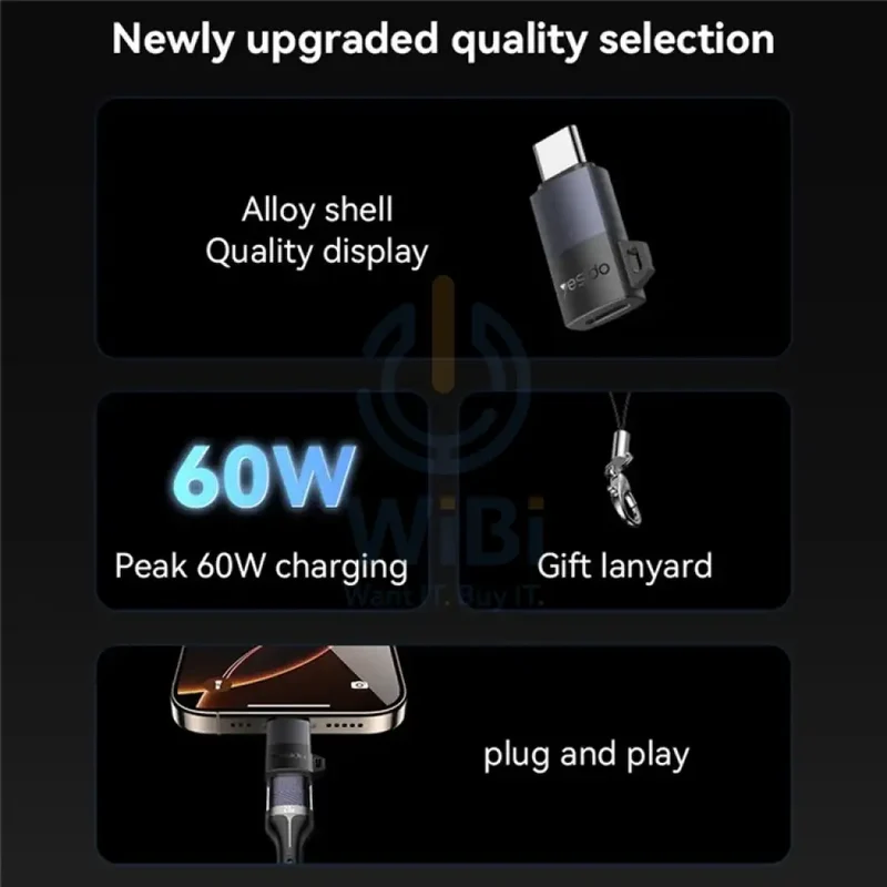Yesido GS28 Lightning Charging Adapter - 60W / USB-C / Black