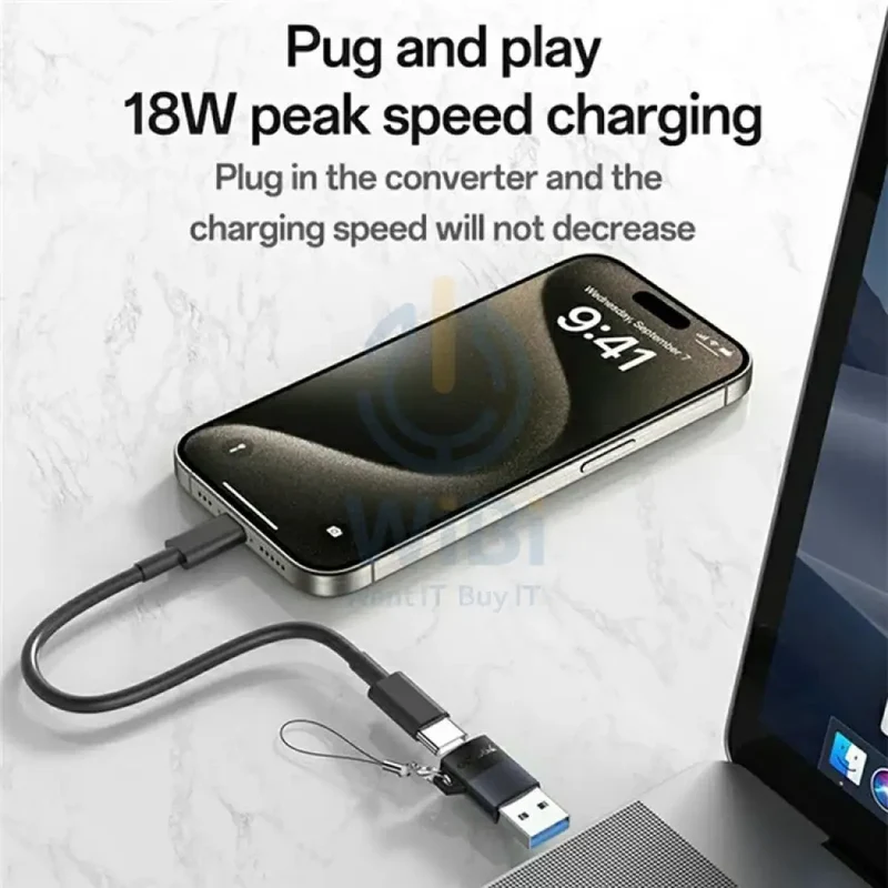 Yesido GS34 USB-C Charging Adapter - Up to 480Mbps / USB-A / Black
