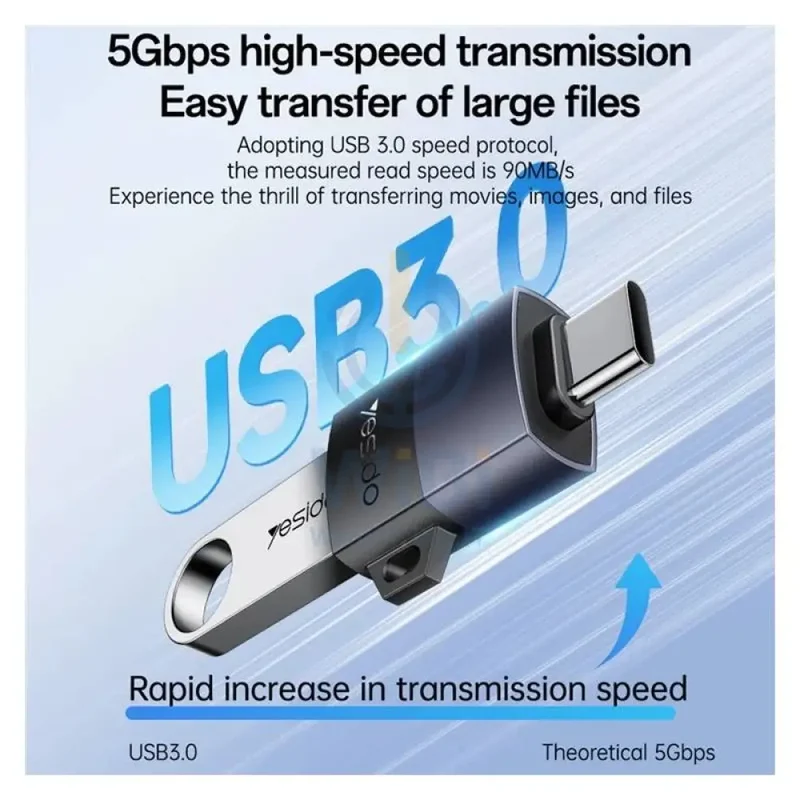 Yesido GS31 USB OTG Adapter - 18W / Type-C / Black