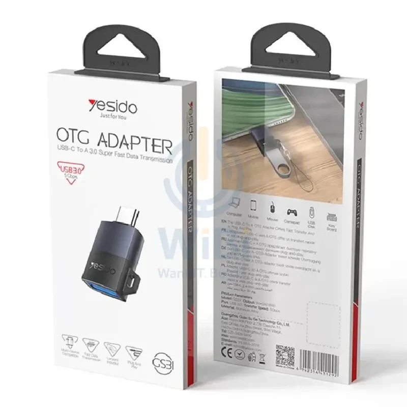 Yesido GS31 USB OTG Adapter - 18W / Type-C / Black
