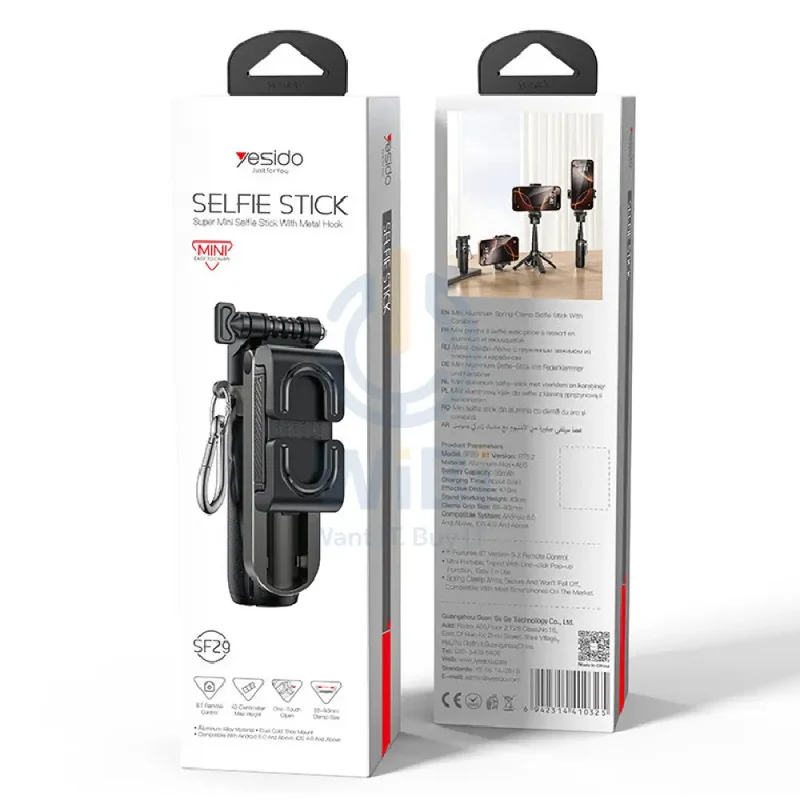 Yesido SF29 Tripod Mini Selfie Stick - 4.7"- 7" / Black