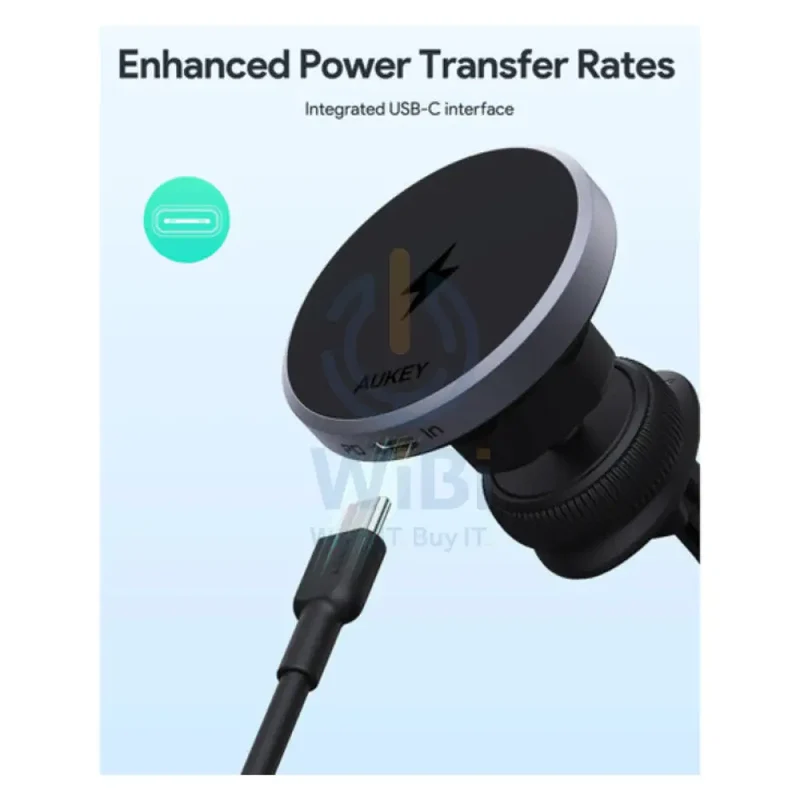 AUKEY Qi2 Wireless Car Vent Charging Mount Holder - 15W / Black