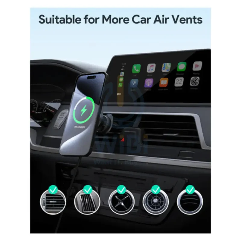 AUKEY Qi2 Wireless Car Vent Charging Mount Holder - 15W / Black