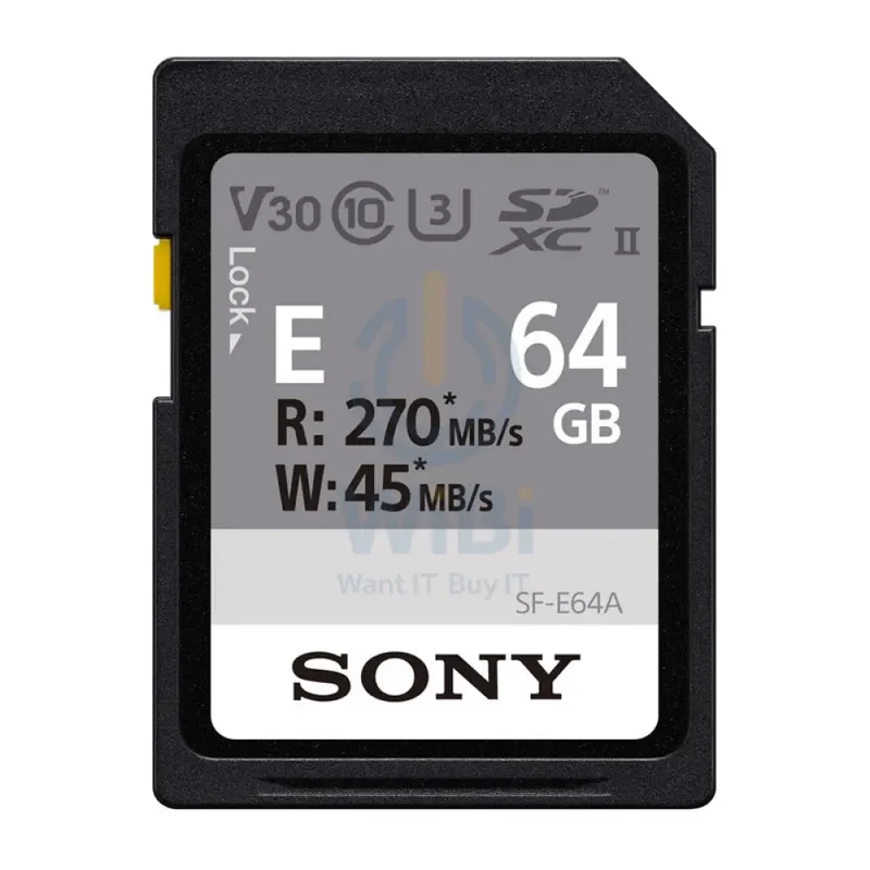 بطاقة ذاكرة سوني SF-E64/T1 بسعة 64 جيجابايت سلسلة E ‏UHS-II SDXC - 270 ميجابايت/ثانية