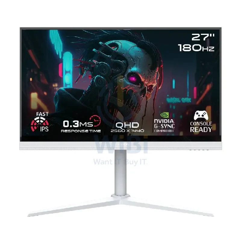 GameOn GOA27QHD180IPS Artic Pro Series Gaming Monitor - 27" QHD / 180Hz / DisplayPort / HDMI / Audio Out - White
