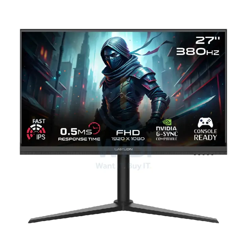 GameOn GOMP27FHD380IPS Midnight Pro Series Gaming Monitor - 27" FHD / 380Hz / DisplayPort / HDMI / Audio Out - Black