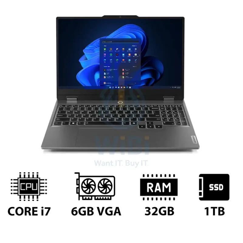 Lenovo LOQ Gen 9 AI PC - 15.6" FHD / i7 / 32GB / 1TB (NVMe M.2 SSD) / RTX 4050 6GB VGA / Win 11 Pro / 1YW / Arabic/English / Luna Grey - Laptop