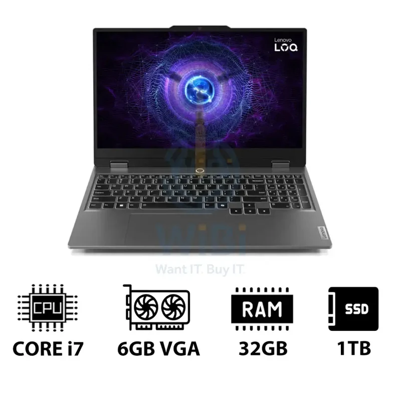 Lenovo LOQ Gen 9 AI PC - 15.6" FHD / i7 / 32GB / 1TB (NVMe M.2 SSD) / RTX 4050 6GB VGA / DOS (Without OS) / 1YW / Arabic/English / Luna Grey - Laptop