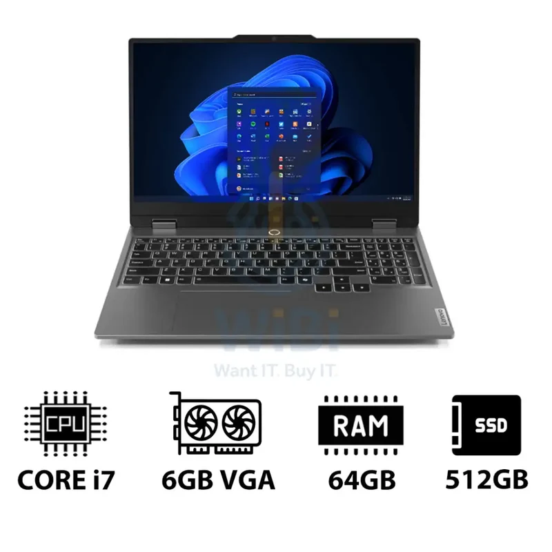 Lenovo LOQ Gen 9 AI PC - 15.6" FHD / i7 / 64GB / 512GB (NVMe M.2 SSD) / RTX 4050 6GB VGA / Win 11 Pro / 1YW / Arabic/English / Luna Grey - Laptop