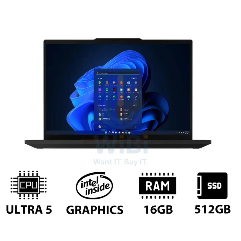 Lenovo ThinkPad T14 Gen 5 - 14.0" WUXGA / Ultra 5 125U / 16GB / 512GB (NVMe M.2 SSD) / Win 11 Pro / Arabic/English / 3YW / Black - Laptop