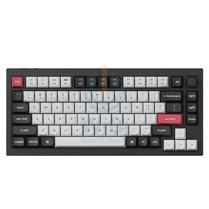 KeyChron Q1 HE Swappable 75% Mechanical Gaming Keyboard - Wireless / RGB / English/Arabic / Carbon Black
