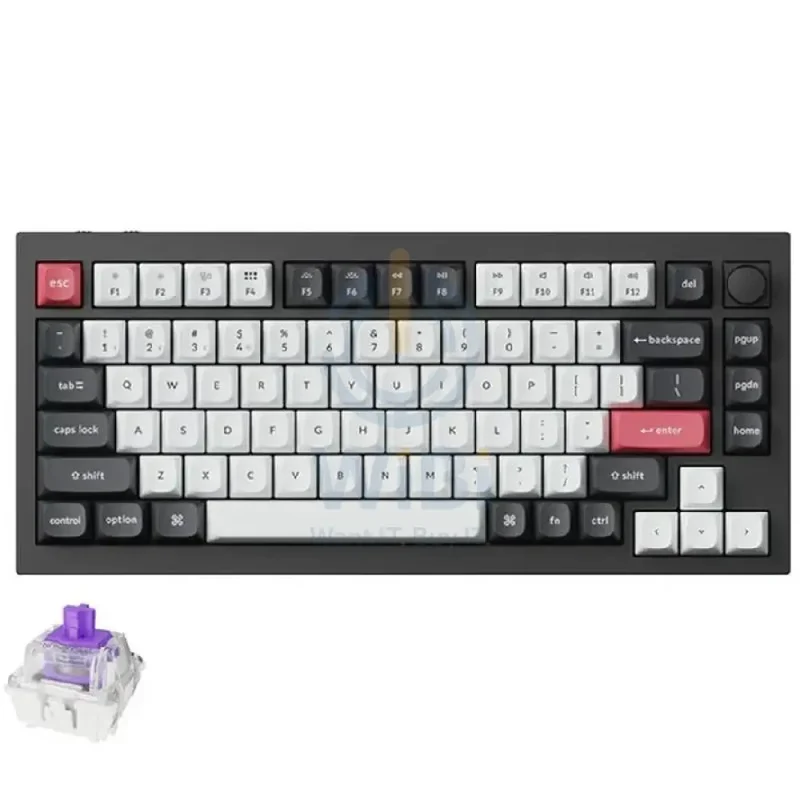 KeyChron Q1 HE Swappable 75% Mechanical Gaming Keyboard - Wireless / RGB / English/Arabic / Carbon Black