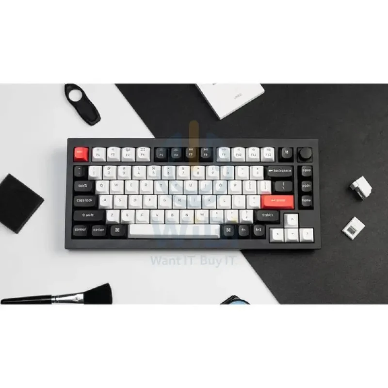 KeyChron Q1 HE Swappable 75% Mechanical Gaming Keyboard - Wireless / RGB / English/Arabic / Carbon Black
