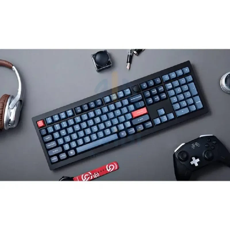 KeyChron V6 Max Swappable 100% Mechanical Gaming Keyboard - Wireless / RGB / English/Arabic / Carbon Black