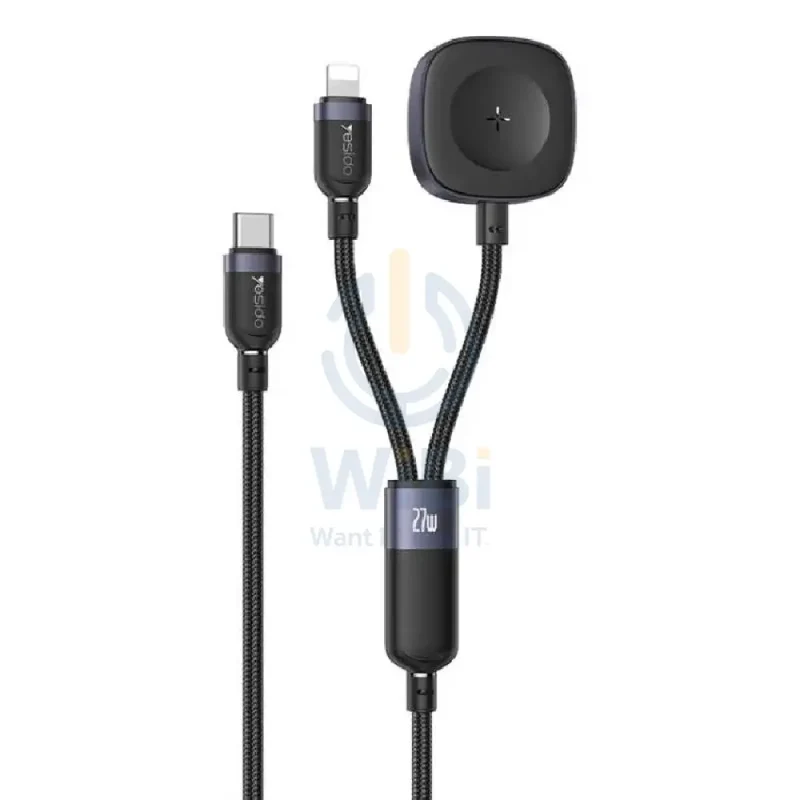 كابل شحن يسيدو CA136L 2 في 1 - بطول 1.2 متر / لايتنينج / آي واتش - أسود