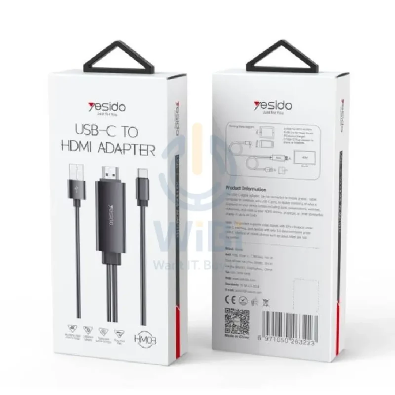 Yesido HM03 Cable Adapter - 4K / 1.8 Meter / HDMI / Type-C - Black