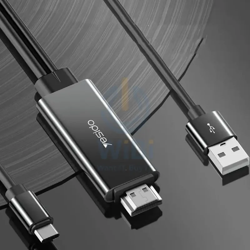 Yesido HM03 Cable Adapter - 4K / 1.8 Meter / HDMI / Type-C - Black