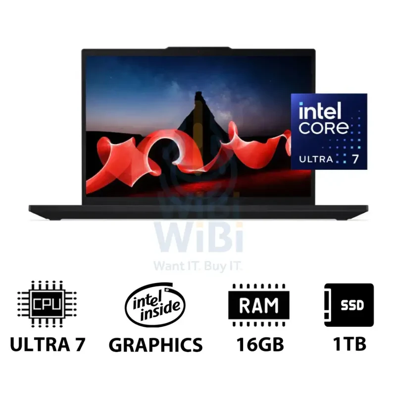 Lenovo ThinkPad T16 Gen 3 - 16.0" WUXGA / Ultra 7 155U / 16GB / 1TB (NVMe M.2 SSD) / Win 11 Pro / 3YW / Arabic/English / Black - Laptop