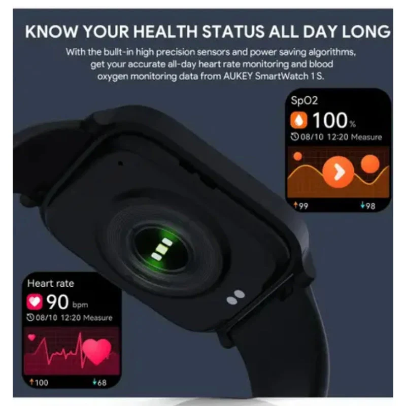 AUKEY SW-1S Smart Watch - 1.69" / Bluetooth / Jet Black