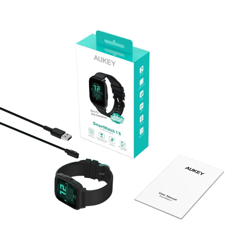 AUKEY SW-1S Smart Watch - 1.69" / Bluetooth / Jet Black