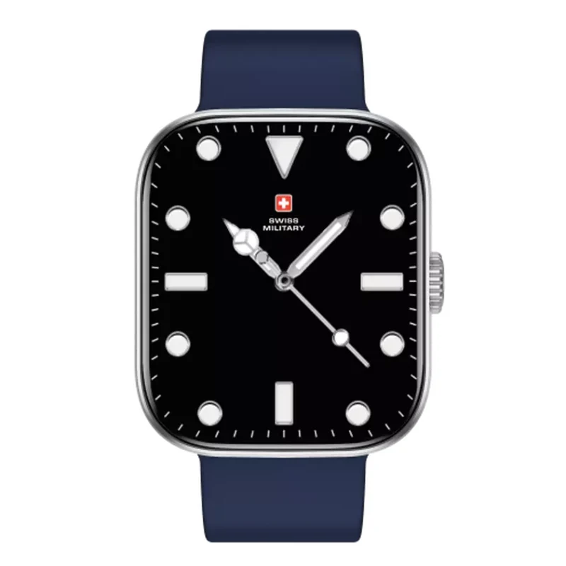 Swiss Military Alps 4 Blue Silicon Strap - Silver Frame / Smart Watch