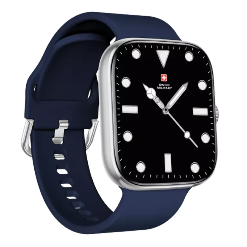 Swiss Military Alps 4 Blue Silicon Strap - Silver Frame / Smart Watch