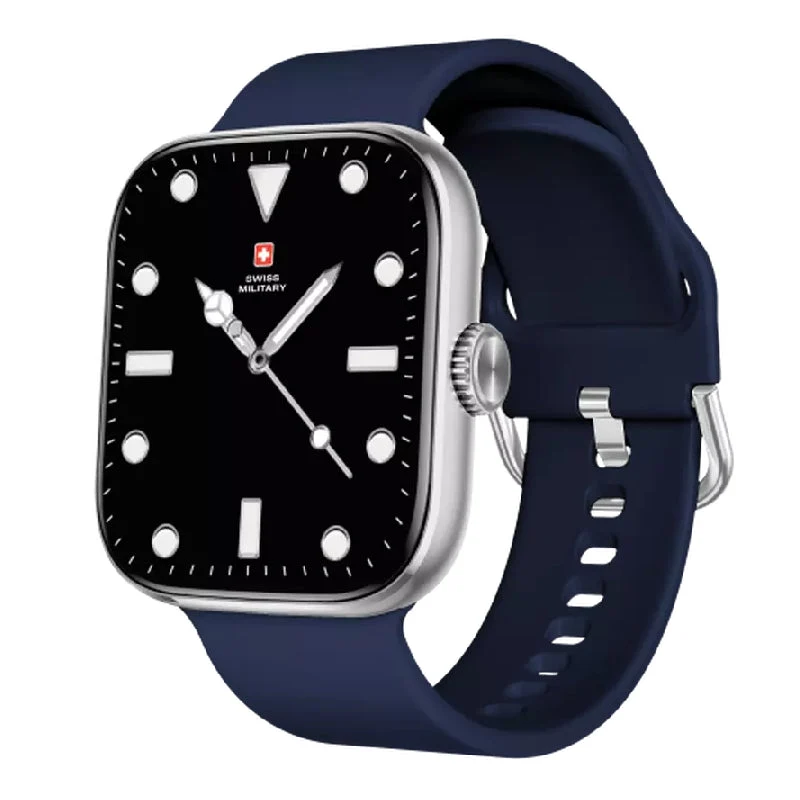 Swiss Military Alps 4 Blue Silicon Strap - Silver Frame / Smart Watch
