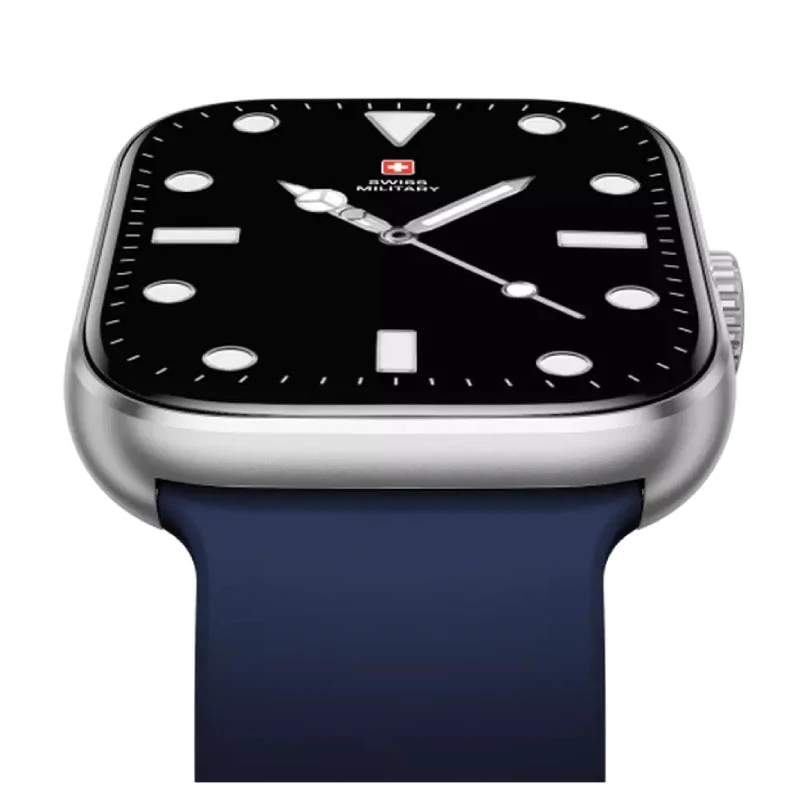 Swiss Military Alps 4 Blue Silicon Strap - Silver Frame / Smart Watch