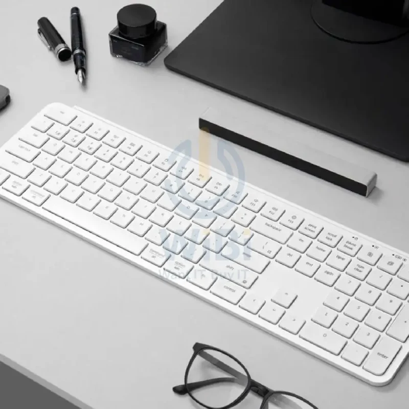لوحة مفاتيح كيكرون B6 برو فائقة النحافة، لاسلكية، إنجليزي/عربي، باللون الأبيض