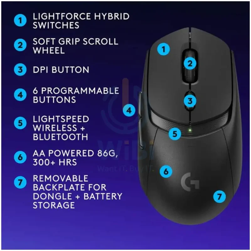 Logitech G309 LightSpeed Bluetooth Mouse - Wireless / Black