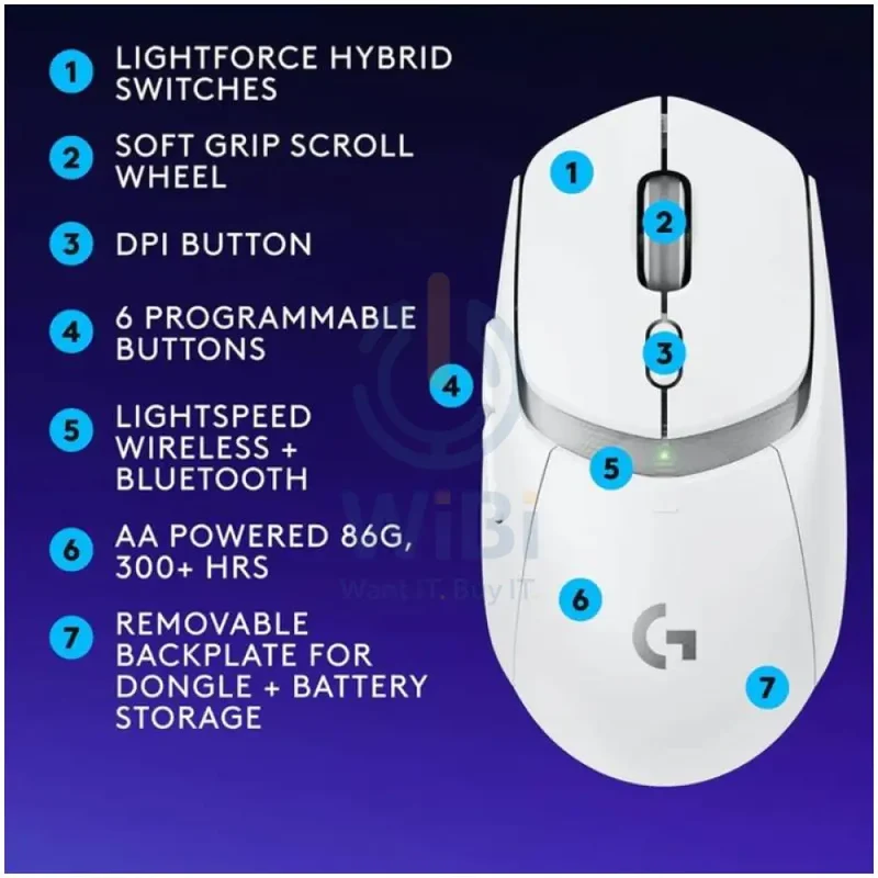 Logitech G309 LightSpeed Bluetooth Mouse - Wireless / White