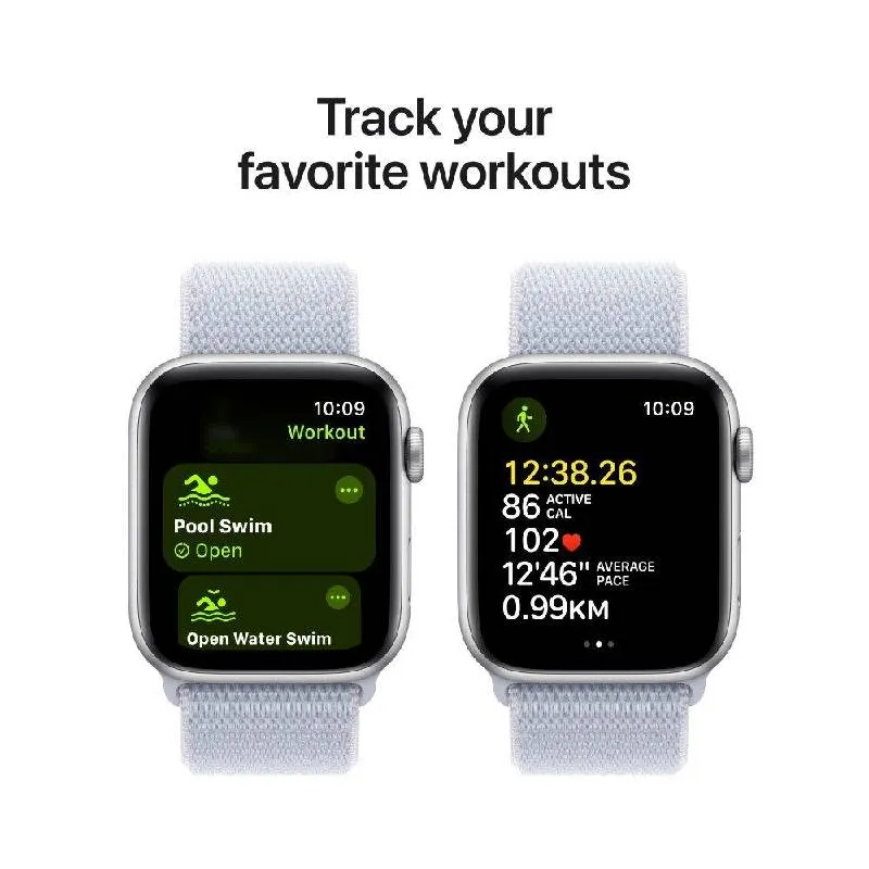 Apple Watch SE (2nd Gen) with Sport Loop - LTPO OLED / 40mm / Bluetooth / Wi-Fi / Silver Aluminum Blue Cloud