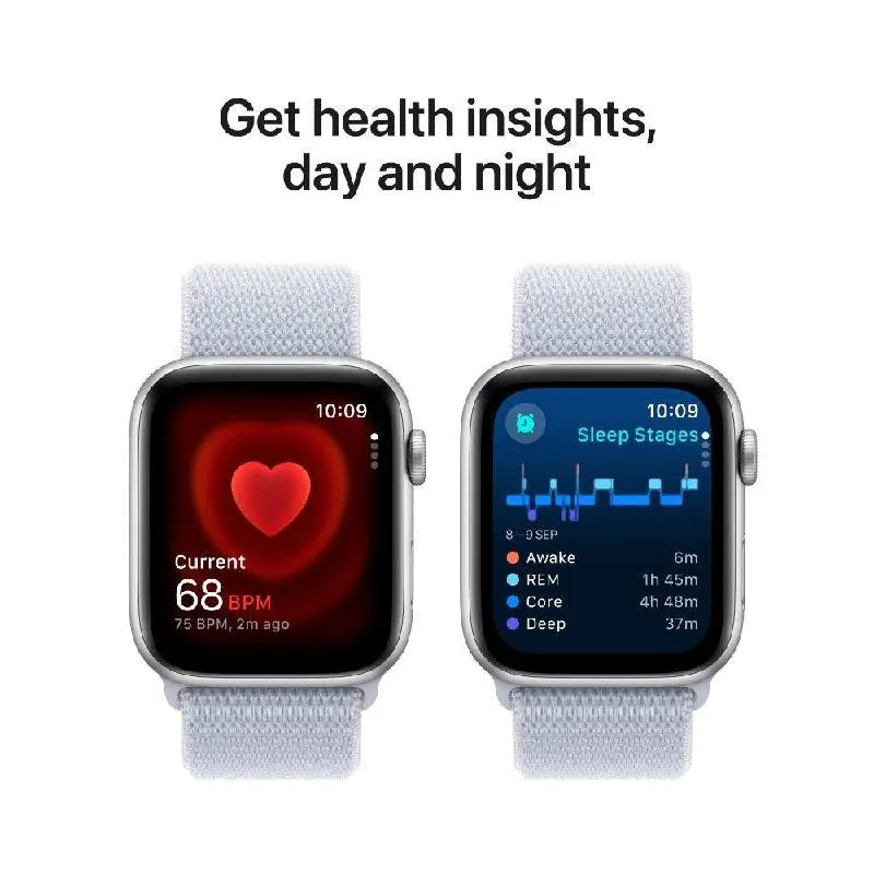 Apple Watch SE (2nd Gen) with Sport Loop - LTPO OLED / 40mm / Bluetooth / Wi-Fi / Silver Aluminum Blue Cloud