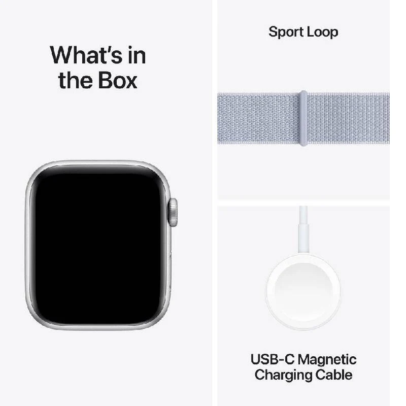 Apple Watch SE (2nd Gen) with Sport Loop - LTPO OLED / 40mm / Bluetooth / Wi-Fi / Silver Aluminum Blue Cloud