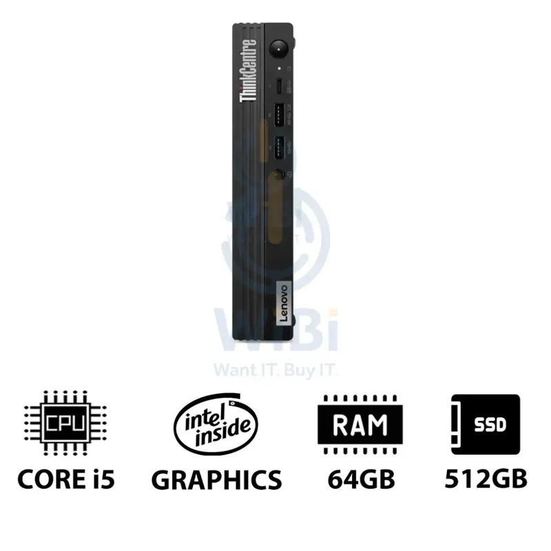 Lenovo ThinkCentre M70q Gen 4 Tiny - i5 / 64GB / 512GB (NVMe M.2 SSD) / DOS (Without OS) / 1YW - Desktop