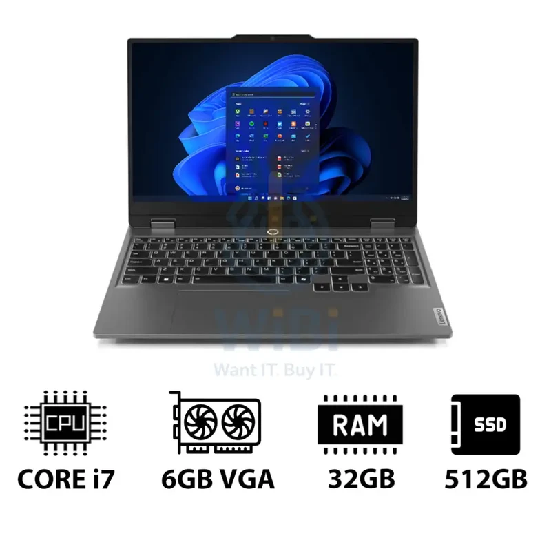 Lenovo LOQ Gen 9 AI PC - 15.6" FHD / i7 / 32GB / 512GB (NVMe M.2 SSD) / RTX 4050 6GB VGA / Win 11 Pro / 1YW / Arabic/English / Luna Grey - Laptop