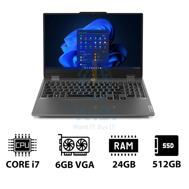 Lenovo LOQ Gen 9 AI PC - 15.6" FHD / i7 / 24GB / 512GB (NVMe M.2 SSD) / RTX 4050 6GB VGA / Win 11 Pro / 1YW / Arabic/English / Luna Grey - Laptop