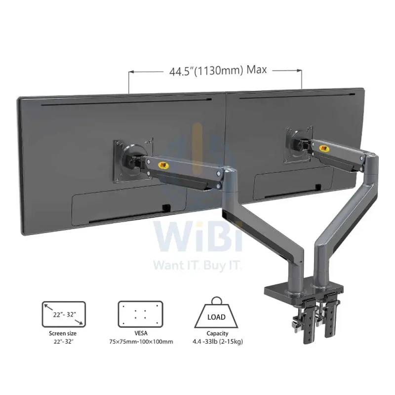 NORTH BAYOU G32 Ultra Wide Full Motion Swivel Dual Monitor - 22” – 32” screens