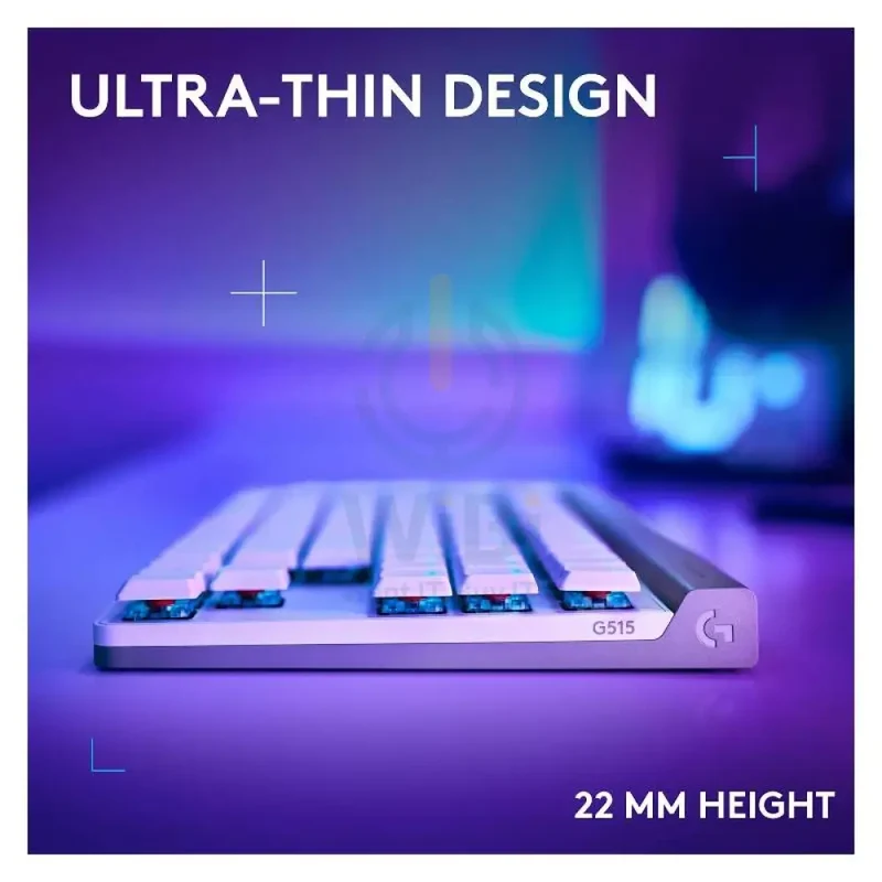 لوحة مفاتيح ألعاب ميكانيكية لوجيتك G515 لايت سبيد TKL - لاسلكية / RGB / سويتش ملموس / أبيض
