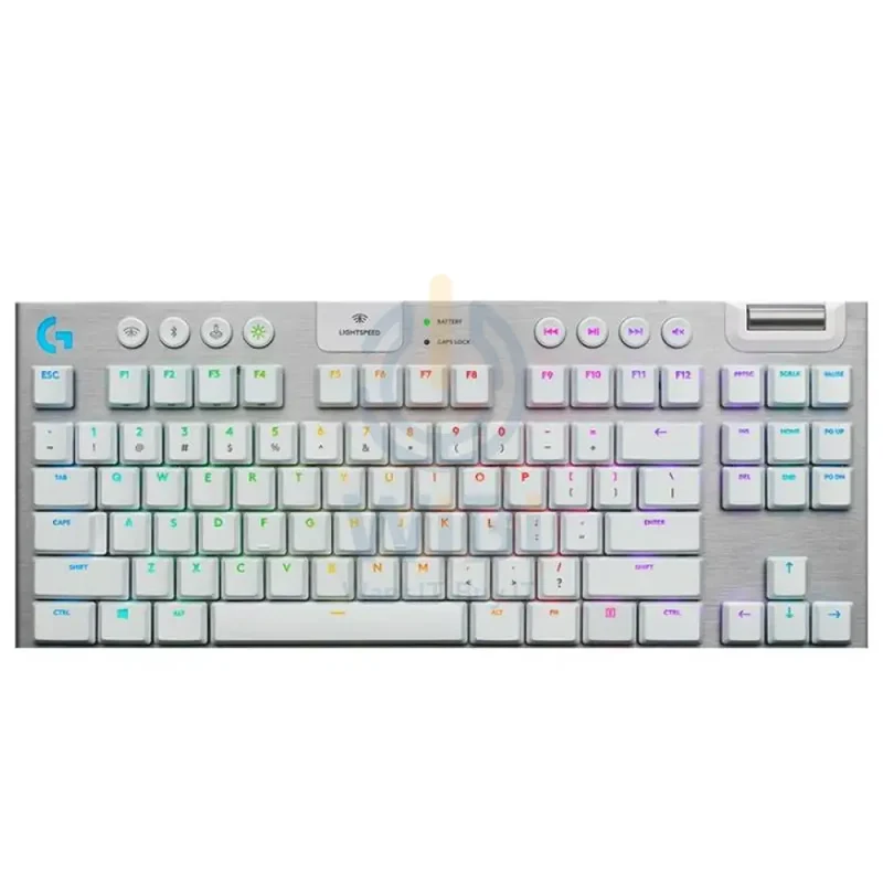 لوحة مفاتيح ألعاب ميكانيكية لوجيتك G915 X لايت سبيد TKL - لاسلكية / RGB / مفاتيح ذات استجابة لمسية / أبيض