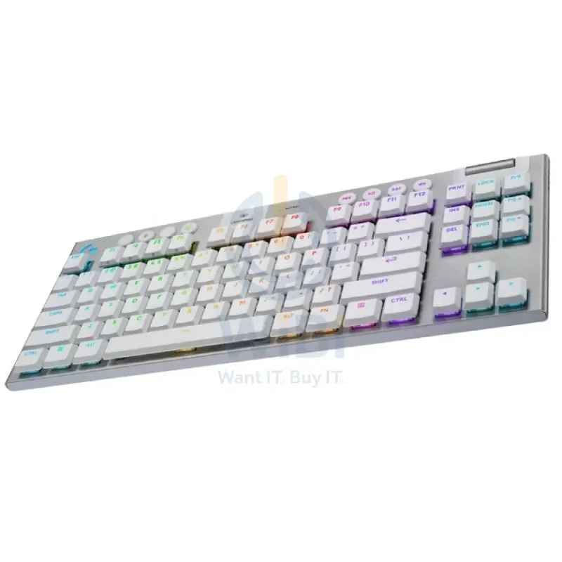 لوحة مفاتيح ألعاب ميكانيكية لوجيتك G915 X لايت سبيد TKL - لاسلكية / RGB / مفاتيح ذات استجابة لمسية / أبيض