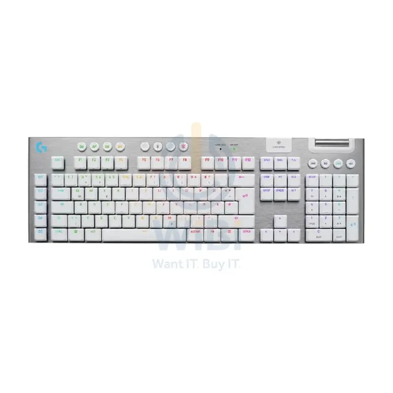 لوحة مفاتيح ألعاب ميكانيكية لوجيتك G915 X لايت سبيد، لاسلكية، RGB، لمسية، باللون الأبيض