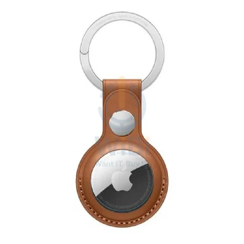 Apple AirTag Leather Key Ring - Saddle Brown
