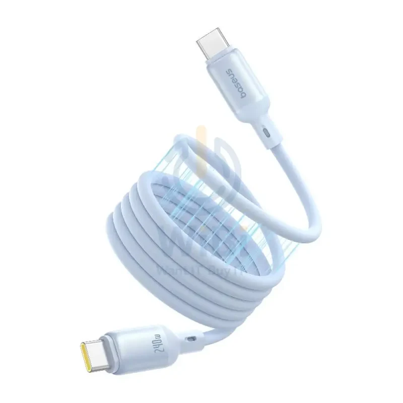 كابل بيانات وشحن سريع مغناطيسي بيسوس بيكو جو من السيليكون السائل - USB-C / 1 متر / 240 واط / أزرق