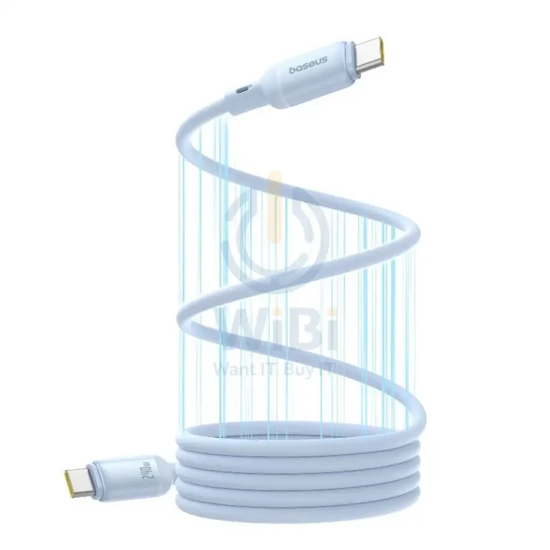 كابل بيانات وشحن سريع مغناطيسي بيسوس بيكو جو من السيليكون السائل - USB-C / 1 متر / 240 واط / أزرق