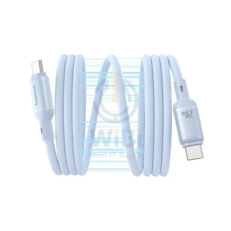 كابل بيانات وشحن سريع مغناطيسي بيسوس بيكو جو من السيليكون السائل - USB-C / 1 متر / 240 واط / أزرق