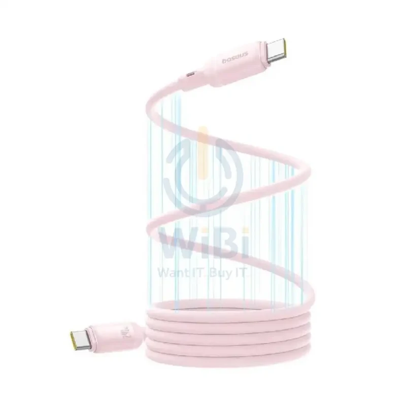 كابل بيانات وشحن سريع بيسوس بيكو جو من السيليكون السائل المغناطيسي، USB-C، بطول 1 متر، 240 واط، وردي بيبي