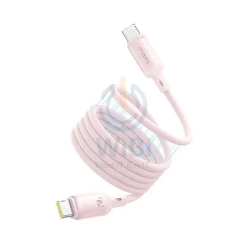 كابل بيانات وشحن سريع بيسوس بيكو جو من السيليكون السائل المغناطيسي، USB-C، بطول 1 متر، 240 واط، وردي بيبي