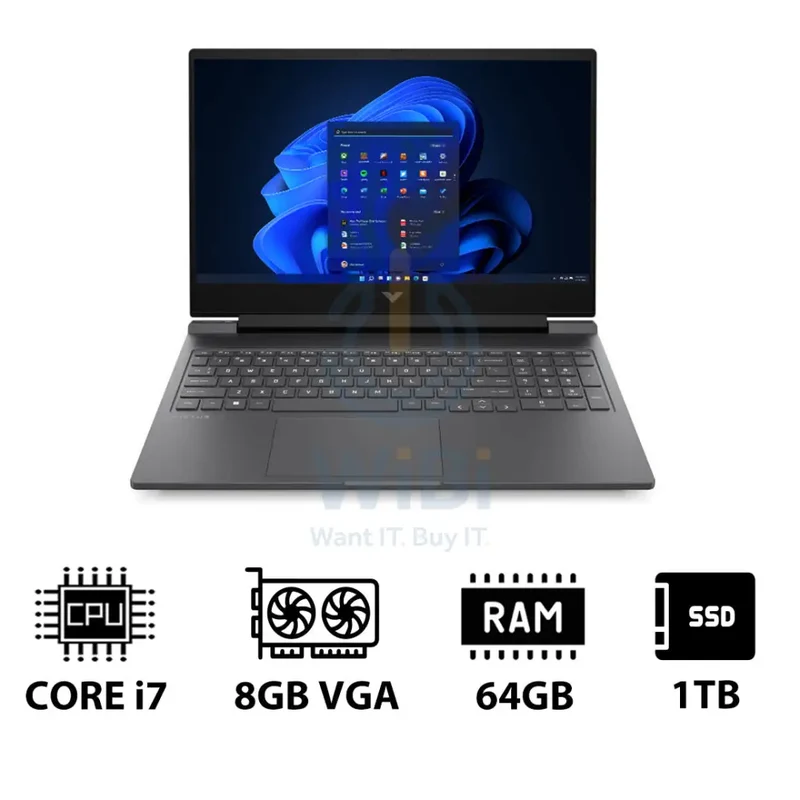 HP Victus - 16.1" FHD / RTX 4060 8GB VGA / i7 / 64GB / 1TB (NVMe M.2 SSD) / Mica Silver